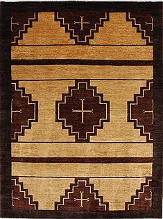Pakistani Modern Brown Rectangle 5x7 ft Wool Carpet 27119