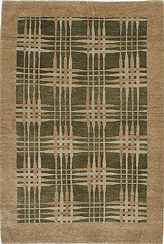 Pakistani Modern Beige Rectangle 5x7 ft Wool Carpet 27122