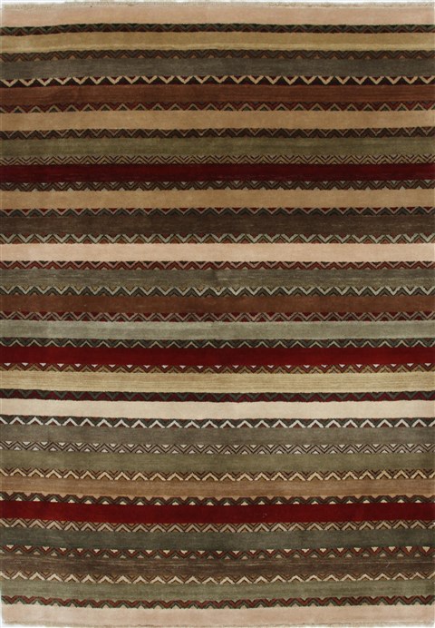 Modern Multicolor Hand Knotted 51 X 71 Area Rug 250-27125 Image 0