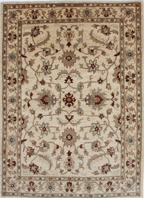 Pishavar Beige Hand Knotted 51 X 71 Area Rug 250-27133 Image 0