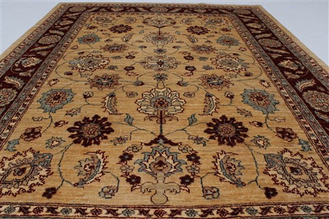 Pishavar Beige Hand Knotted 50 X 68 Area Rug 250-27139 Image 4