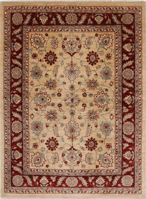 Pishavar Beige Hand Knotted 50 X 68 Area Rug 250-27139 Image 0