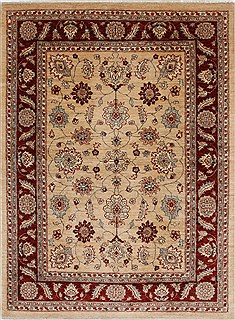 Pishavar Beige Hand Knotted 5'0" X 6'8"  Area Rug 250-27139