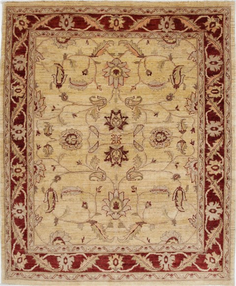 Pishavar Beige Hand Knotted 53 X 65 Area Rug 250-27143 Image 0