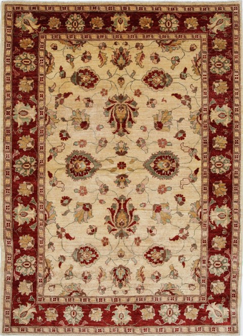 Pishavar Beige Hand Knotted 50 X 70 Area Rug 250-27144 Image 0
