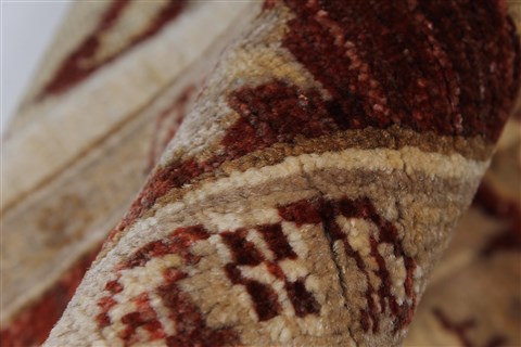 Pishavar Beige Hand Knotted 411 X 66 Area Rug 250-27153 Image 12