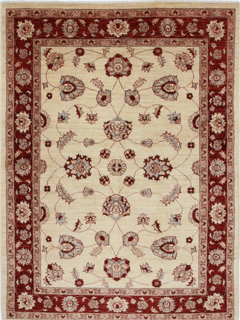 Pishavar Beige Hand Knotted 411 X 610 Area Rug 250-27156 Image 0