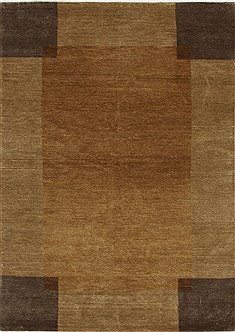 Pakistani Modern Brown Rectangle 4x6 ft Wool Carpet 27157