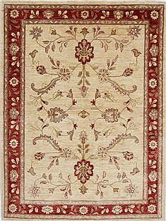 Pishavar Beige Hand Knotted 5'1" X 6'10"  Area Rug 250-27160