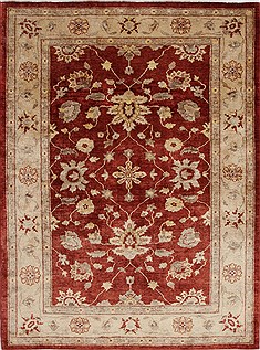 Pakistani Pishavar Beige Rectangle 5x7 ft Wool Carpet 27161