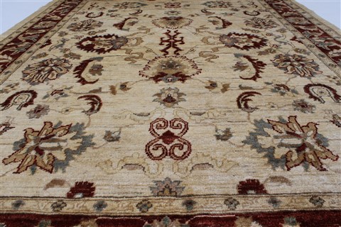 Pishavar Beige Hand Knotted 51 X 67 Area Rug 250-27162 Image 5