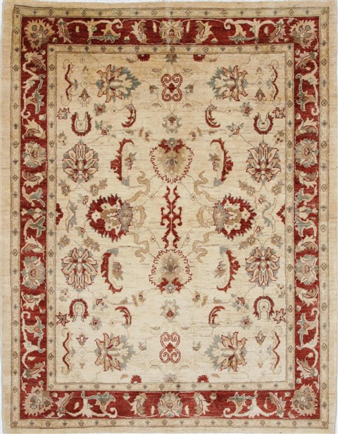Pishavar Beige Hand Knotted 51 X 67 Area Rug 250-27162 Image 0