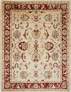 Pakistani Pishavar Beige Rectangle 5x7 ft Wool Carpet 27162