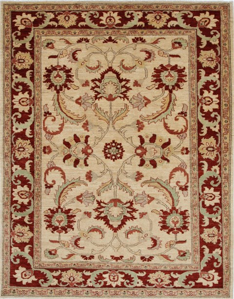 Pishavar Beige Hand Knotted 52 X 67 Area Rug 250-27165 Image 0