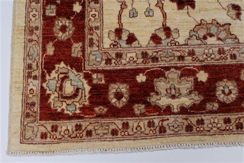 Pishavar Beige Hand Knotted 52 X 70 Area Rug 250-27166 Image 8