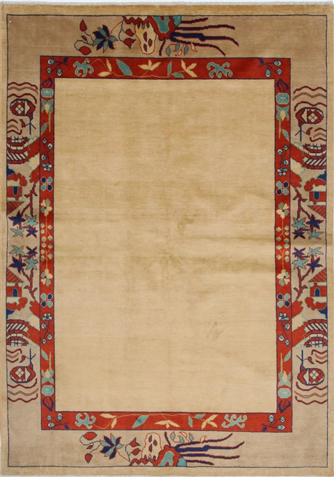 Modern Beige Hand Knotted 410 X 611  Area Rug 250-27168 Image 0