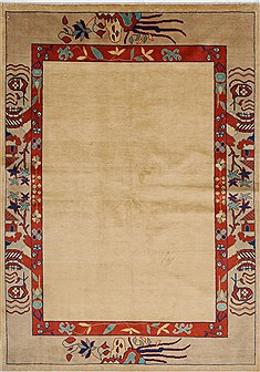 Pakistani Modern Beige Rectangle 5x7 ft Wool Carpet 27168