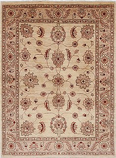 Pakistani Pishavar Beige Rectangle 5x7 ft Wool Carpet 27169