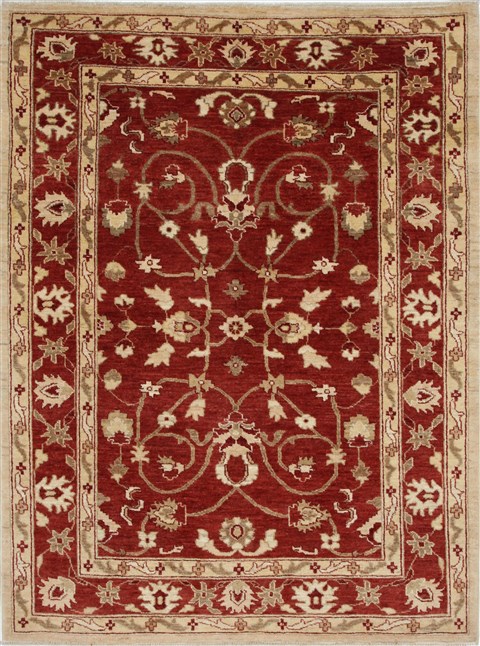 Pishavar Beige Hand Knotted 50 X 67 Area Rug 250-27171 Image 0