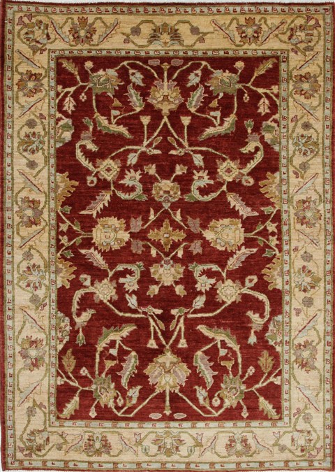 Pishavar Beige Hand Knotted 50 X 70 Area Rug 250-27176 Image 0