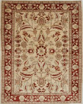 Pishavar Beige Hand Knotted 5'3" X 6'7"  Area Rug 250-27179