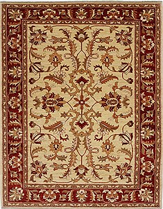 Pishavar Beige Hand Knotted 4'11" X 6'5"  Area Rug 250-27184