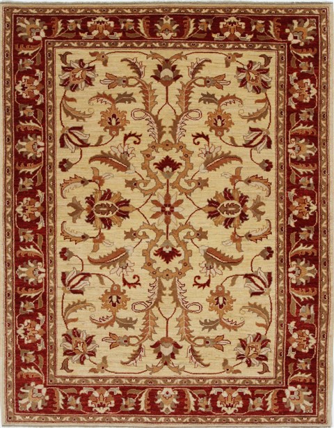 Pishavar Beige Hand Knotted 49 X 67  Area Rug 250-27185 Image 0
