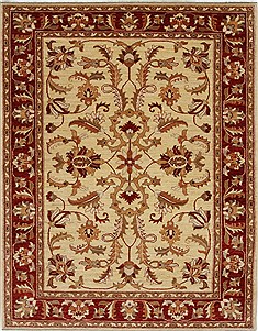 Pishavar Beige Hand Knotted 4'9" X 6'7"  Area Rug 250-27185