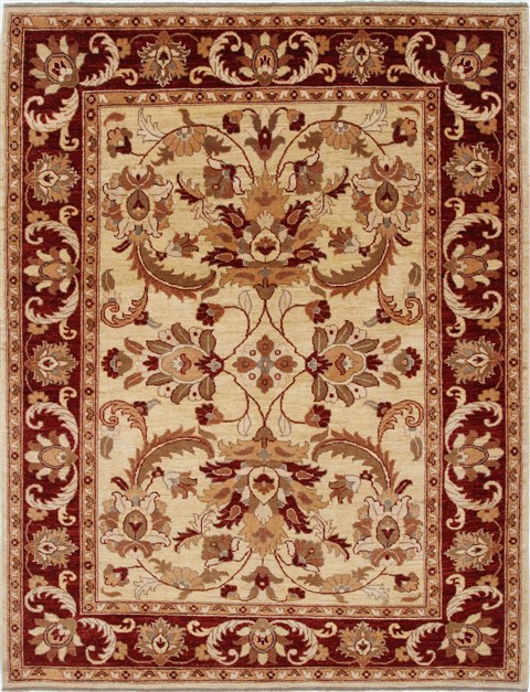 Pishavar Beige Hand Knotted 55 X 70 Area Rug 250-27190 Image 0