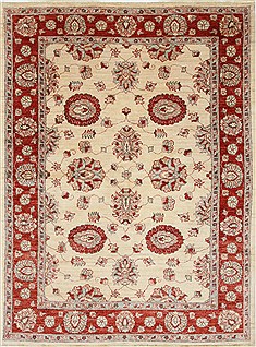 Pakistani Pishavar White Rectangle 5x7 ft Wool Carpet 27191