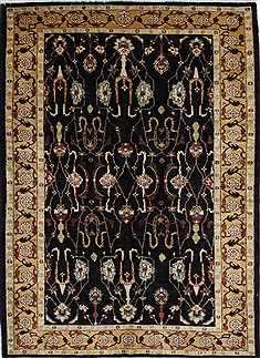 Pakistani Pishavar Beige Rectangle 5x7 ft Wool Carpet 27193