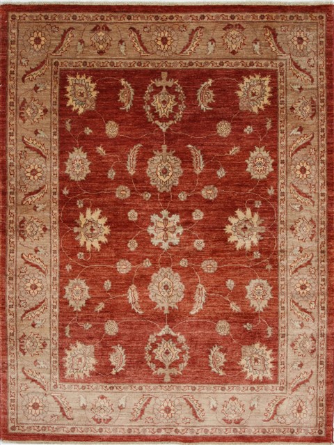 Pishavar Beige Hand Knotted 50 X 67 Area Rug 250-27199 Image 0
