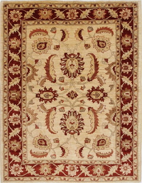 Pishavar Beige Hand Knotted 50 X 66 Area Rug 250-27202 Image 0