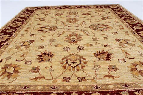 Pishavar Beige Hand Knotted 51 X 60 Area Rug 250-27206 Image 4