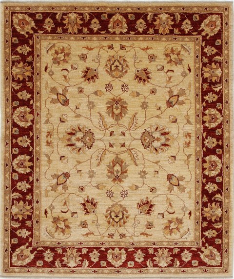 Pishavar Beige Hand Knotted 51 X 60 Area Rug 250-27206 Image 0