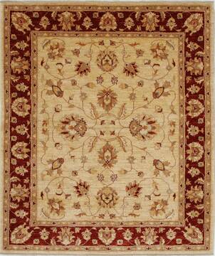 Pishavar Beige Hand Knotted 5'1" X 6'0"  Area Rug 250-27206