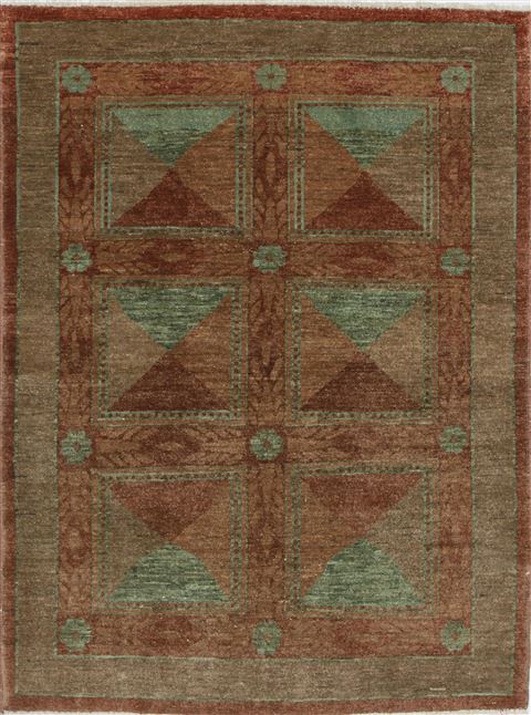 Pishavar Brown Hand Knotted 41 X 56 Area Rug 250-27207 Image 0
