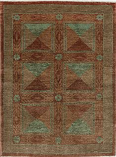 Pakistani Pishavar Brown Rectangle 4x6 ft Wool Carpet 27207