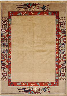 Pakistani Gabbeh Beige Rectangle 5x7 ft Wool Carpet 27209