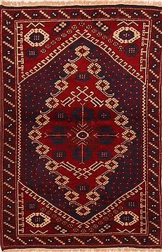 Turkish Kazak Blue Rectangle 3x5 ft Wool Carpet 27215