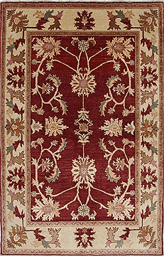 Pishavar Beige Hand Knotted 4'7" X 7'2"  Area Rug 250-27243