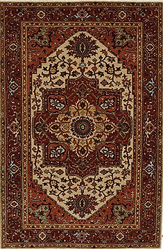 Indian Serapi Beige Rectangle 4x6 ft Wool Carpet 27250