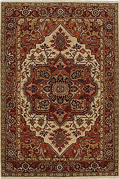 Indian Serapi Beige Rectangle 4x6 ft Wool Carpet 27252