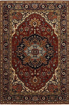 Indian Serapi Red Rectangle 3x5 ft Wool Carpet 27255