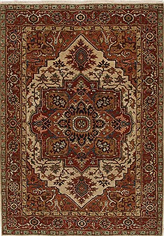 Indian Serapi Beige Rectangle 4x6 ft Wool Carpet 27256