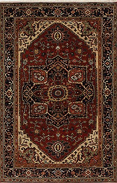 Indian Serapi Brown Rectangle 4x6 ft Wool Carpet 27258