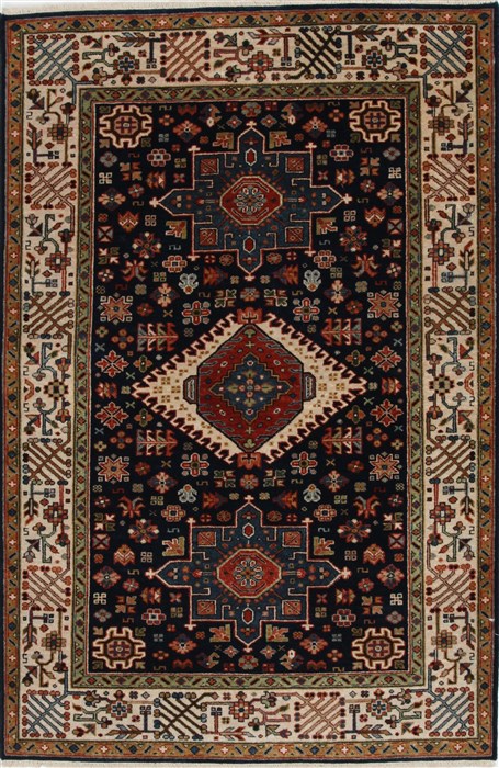 Karajeh Blue Hand Knotted 40 X 60 Area Rug 250-27263 Image 0