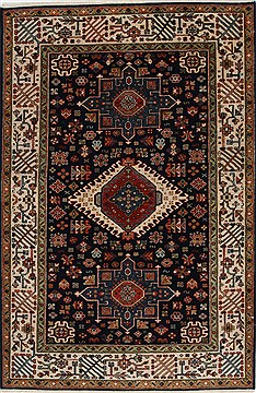 Karajeh Blue Hand Knotted 4'0" X 6'0"  Area Rug 250-27263