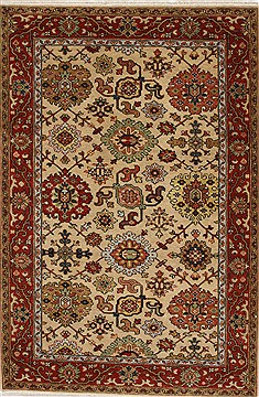 Indian Serapi Beige Rectangle 4x6 ft Wool Carpet 27265