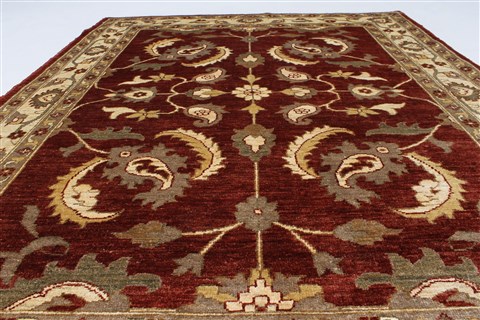 Pishavar Red Hand Knotted 51 X 68 Area Rug 250-27268 Image 4